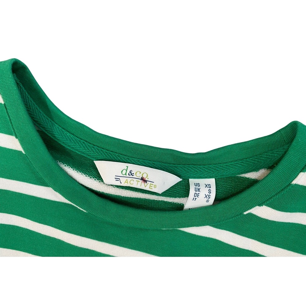 D&Co Active Green White Stripe Long Sleeve Casual Top Women's XS - Picture 3 of 4